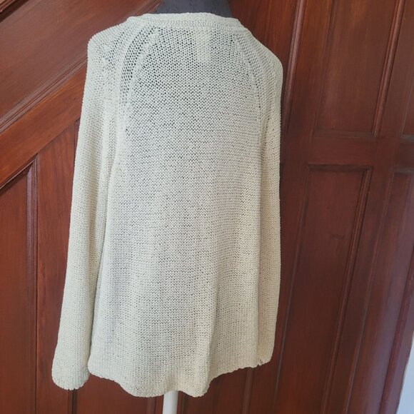 J. Jill Womens Beige Knit Button-Front Cardigan Sweater Size XL silk blend - Picture 3 of 5